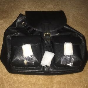 Black leather backpack